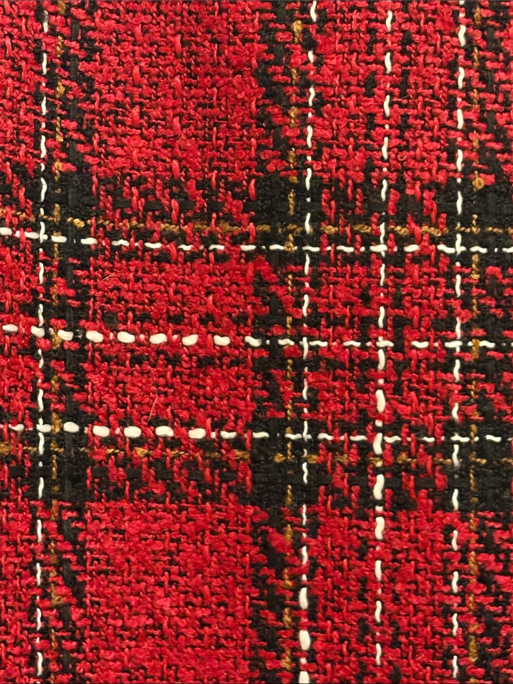 LOFT Red Plaid Bouclé A-Line Skirt w/ pockets - Picture 3 of 5
